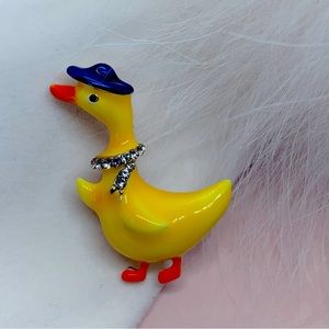 Yellow Enamel Duck Brooch